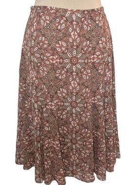 LOFT Ann Taylor Mandala Print A-Line Midi Skirt